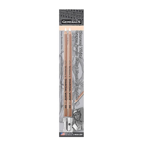 Gp White Charcoal Pencil 2/Pk