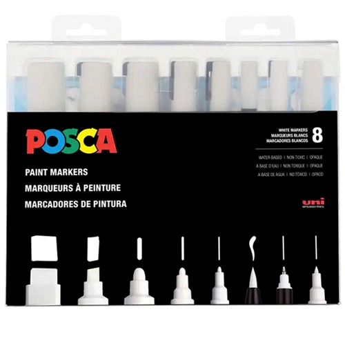 uni POSCA Acrylic Paint Marker - 8 Marker All Black Set 