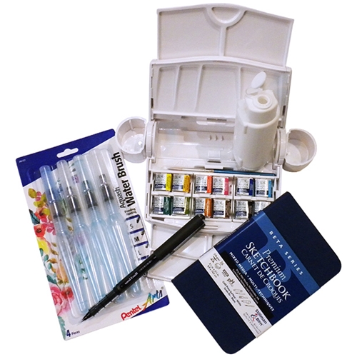 Cotman Watercolor Field Travel Set With Portrait Sketchbook