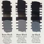 Nuances of Bone Black, Mars Black, and Jet Black