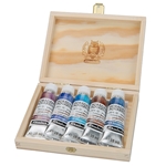 Schmincke Watercolor Supergranulating Colors- "Galaxy" Set of Five 15ml Tubes in a Wooden Box