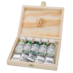 Schmincke Watercolor Supergranulating Colors- "Forest" Set of Five 15ml Tubes in a Wooden Box