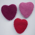 Set of 3 Beaded Felt Hearts by Woolala