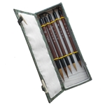 Set of 5 Short Handle Chinese Sable Bamboo Brushes