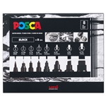 Posca Acrylic Paint Marker Set- Set of 8 Black Assorted Tips