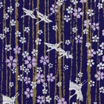 **NEW!** Chiyogami- Yusenshi Cranes & Flowers on Gold and Purple 21x31" Sheet