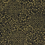 **NEW!** Chiyogami- Metallic Gold Vines and Circular Florals on Black 19x25" Sheet