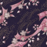 **NEW!** Chiyogami- Yusenshi Pink Ribbons and Flowers on Dark Blue 21x31" Sheet