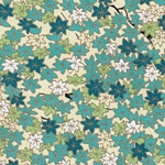 **NEW!** Chiyogami- Japanese Maple Leaves in Blue, Green, and White 19x25" Sheet