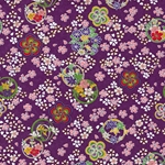 "NEW!" Japanese Yusenshi Purple with Floral Ornaments 19x26" Sheet