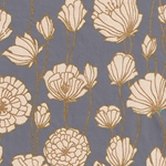 Printed Cotton Paper from India- Art Nouveau Flowers on Slate Gray 20x30" Sheet