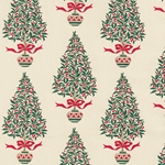 Rossi Decorated Papers from Italy - Christmas Trees in Green, Red, and Gold 28"x40" Sheet