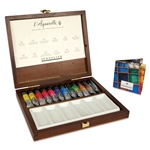 French Artists' Watercolor Tube Sets, 12-Color Walnut Box Set - 10ml Tubes