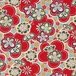 Red & Multicolor Floral Pattern - 18"x24" Sheet