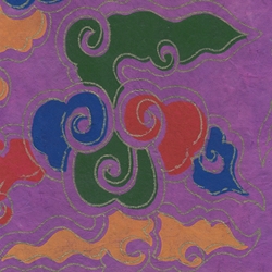 Tibetan Flame Print Lokta Paper- Violet 20x30" Sheet