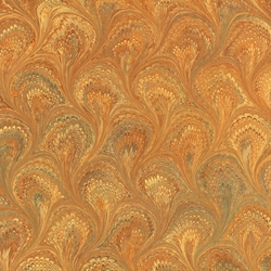 Handmade Italian Marble Paper- Peacock Orange 19.5 x 27" Sheet