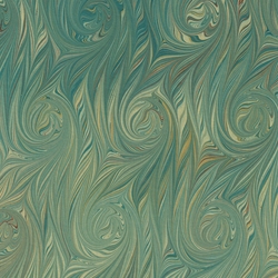 Handmade Italian Marble Paper- French Curl Twilled Teal and Yellow 19.5 x 27" Sheet