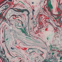 Nepalese Marbled Lokta Paper- Red, Green, and Black on Cream