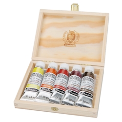 Schmincke Watercolor Supergranulating Colors- "Volcano" Set of Five 15ml Tubes in a Wooden Box