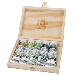 Schmincke Watercolor Supergranulating Colors- "Shire" Set of Five 15ml Tubes in a Wooden Box