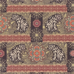 Rossi Inspirations Paper- India Tigers, Lotus, and Patterns 20x28" Sheet