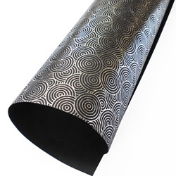 Metallic Foil Printed Paper from India- Art Deco Silver Circles on Black Paper