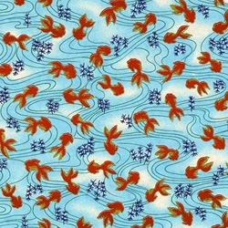 Japanese Chiyogami Paper- Turquoise Koi Pond 18"x24" Sheet