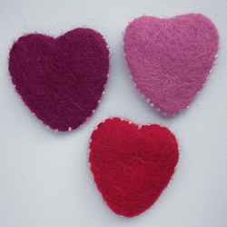 Set of 3 Beaded Felt Hearts by Woolala