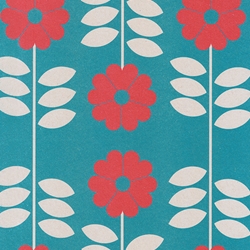 Red Heart Flowers on Turquoise- 19.5x27" Sheet