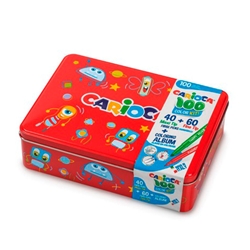 Carioca 100 Felt Tip Pens Box + Coloring Album