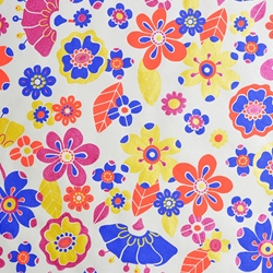 Flower Power in Red, Blue, Yellow, & Magenta Metallic 21x29" Sheet