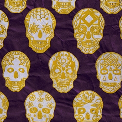 **NEW!** Nepalese Lokta- Yellow and White Sugar Skulls on Purple 20x30" Sheet