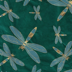 **NEW!** Nepalese Lokta- Dragonflies in Sky Blue and Gold on Malachite 20x30" Sheet