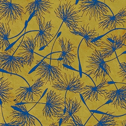 **NEW!** Nepalese Lokta- "Jelly Bush" Blue Dandelion Seeds on Ochre 20x30" Sheet