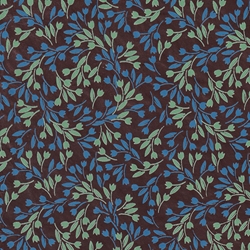 **NEW!** Nepalese Lokta- "Swirl" Blue and Green Flowers on Brown 20x30" Sheet