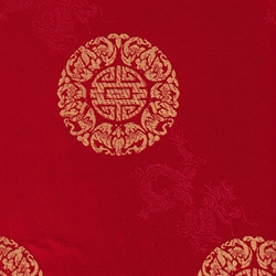 Chinese Brocade Paper- Longevity Design in Gold on Red 26x16.75" Sheet