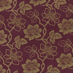 Nepalese Printed Paper- Gold Sakura on Burgundy 20x30" Sheet