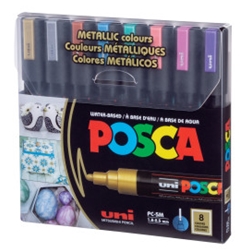 POSCA Paint Marker Sets, 8-Color PC-5M Medium Metallic Colours Set