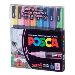 POSCA Paint Marker Sets, 8-Color PC-3M Fine Glitter Set