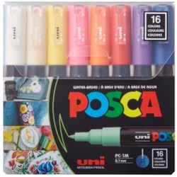 POSCA 16-Color Paint Marker Set, PC-1M Extra-Fine