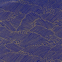 **NEW!** Chiyogami- Yusenshi Deep Blue with Gold Waves 19x26" Sheet