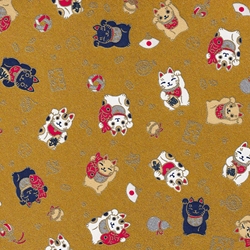 "NEW!" Japanese Yusenshi Lucky Cats on Metallic Gold 19x26" Sheet