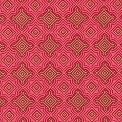 Printed Cotton Paper from India- Morroccan Tiles in Pink and Gold on Red 22x30 Sheet