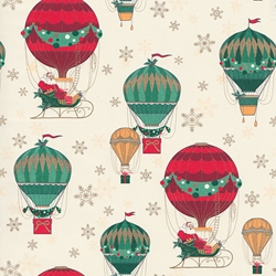 Rossi Decorated Papers from Italy - Christmas Balloon Ride with Santa 28"x40" Sheet