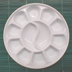 12 Well Round Porcelain Palette