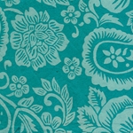 Nepalese Printed Paper- Floral Paisley White on Turquoise 20x30" Sheet