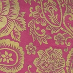 Nepalese Printed Paper- Floral Paisley Gold on Magenta 20x30" Sheet