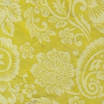 Nepalese Printed Paper- Floral Paisley White on Yellow 20x30" Sheet