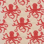 Nepalese Printed Paper- Octopus in Red on Natural 20x30" Sheet