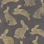 Nepalese Printed Paper- Golden Rabbits on Deep Turquoise 20x30" Sheet